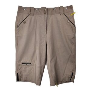 Jamie Sadock Tan Bermuda‎ Knee Shorts Womens 12 Golf Stretch Multi-Pocket Cargo